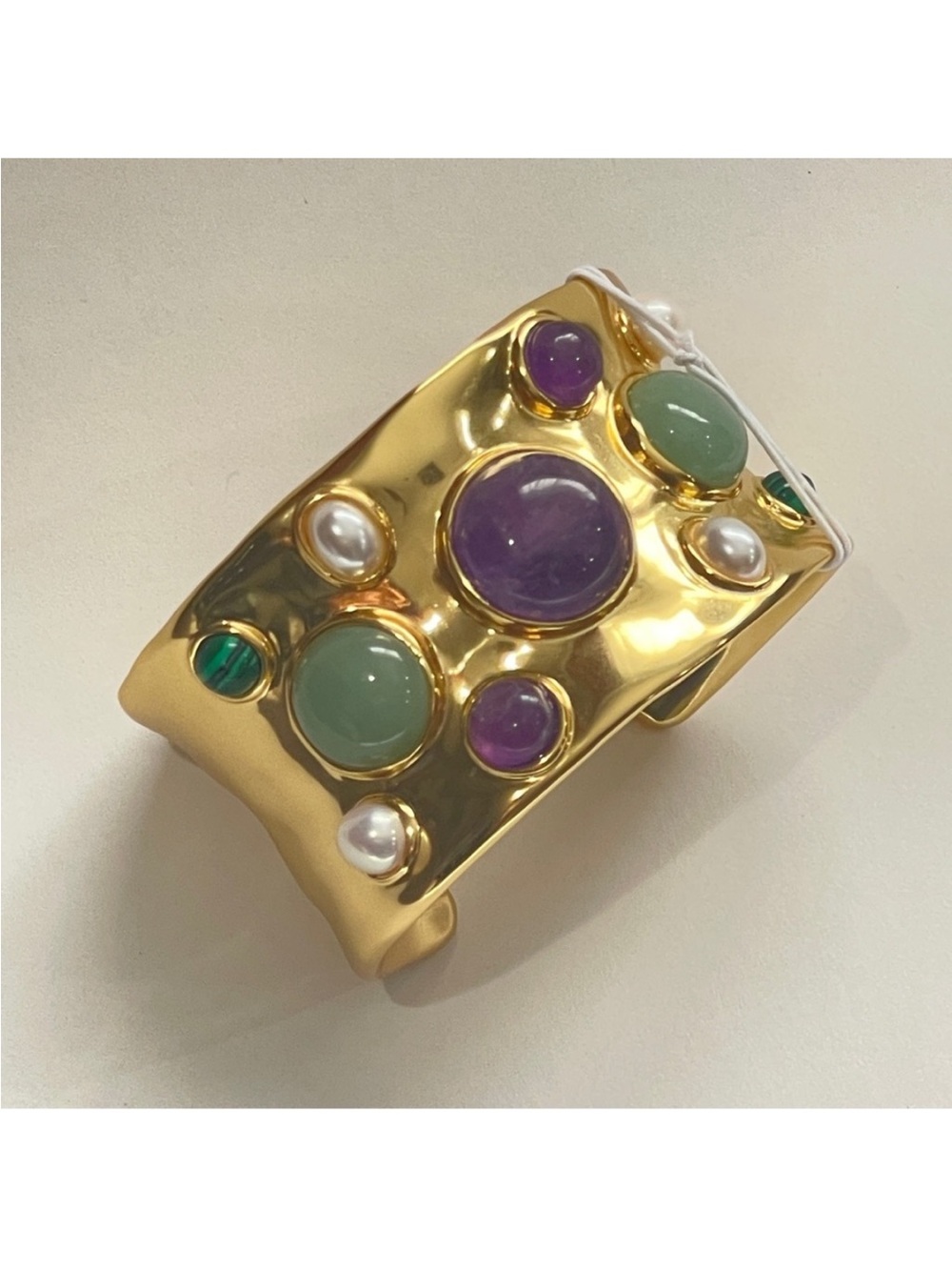 J.Crew Gold Tone Mixed Stone and Pearl Cuff